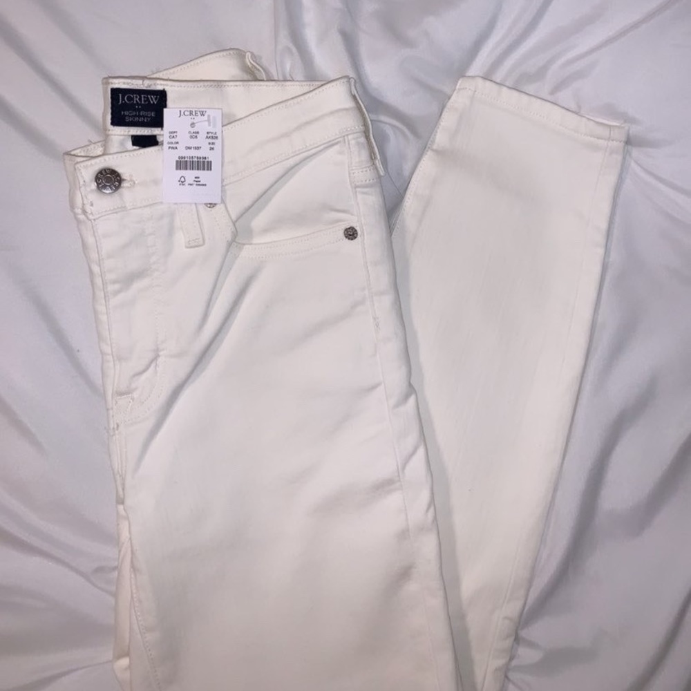 NWT J. Crew High Rise Skinny Jean in White Denim